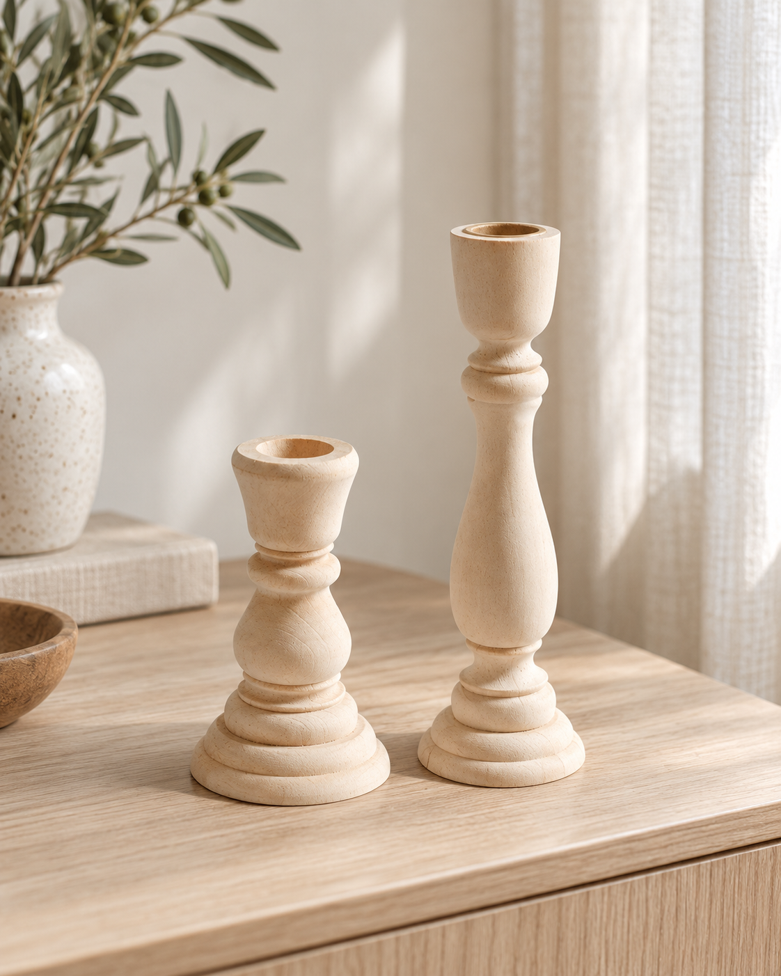 Sjakk Wood Candle Holders